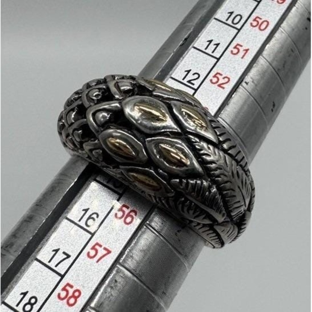 DEVATA Sterling Silver 18K Gold Art Nouveau Peacock Band Ring Size 7 Bali New